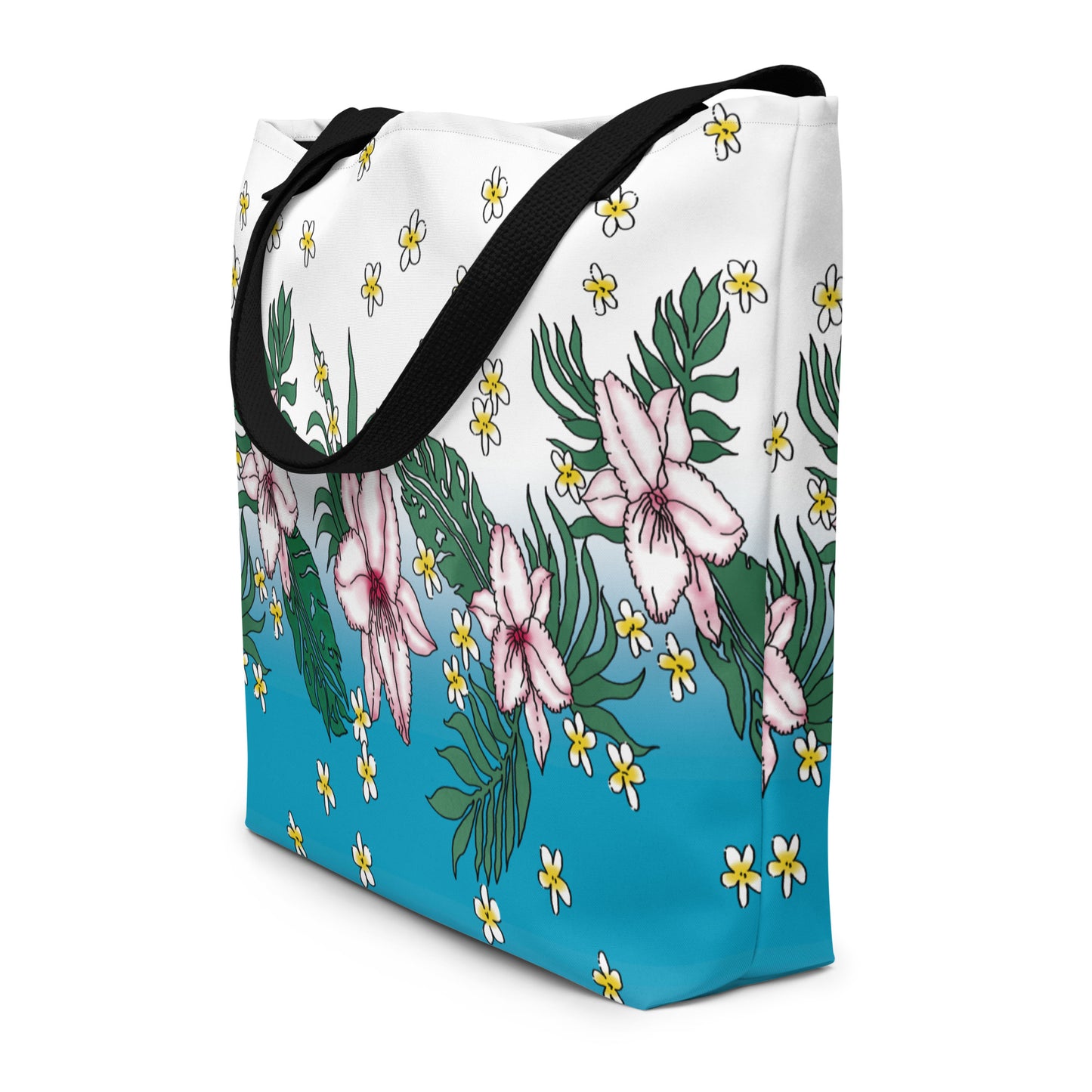 "Tropical Delight Beach Bag" Large Tote Bag With Pocket