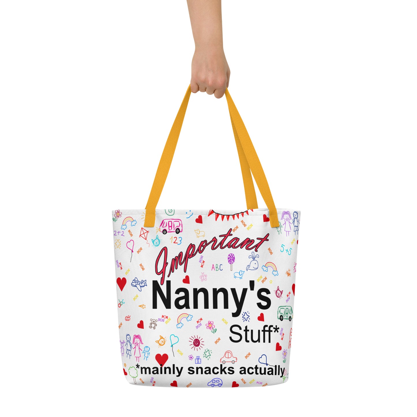 "Nanny's Stuff" Large Sketch Beach Tote Bag W/ Pocket