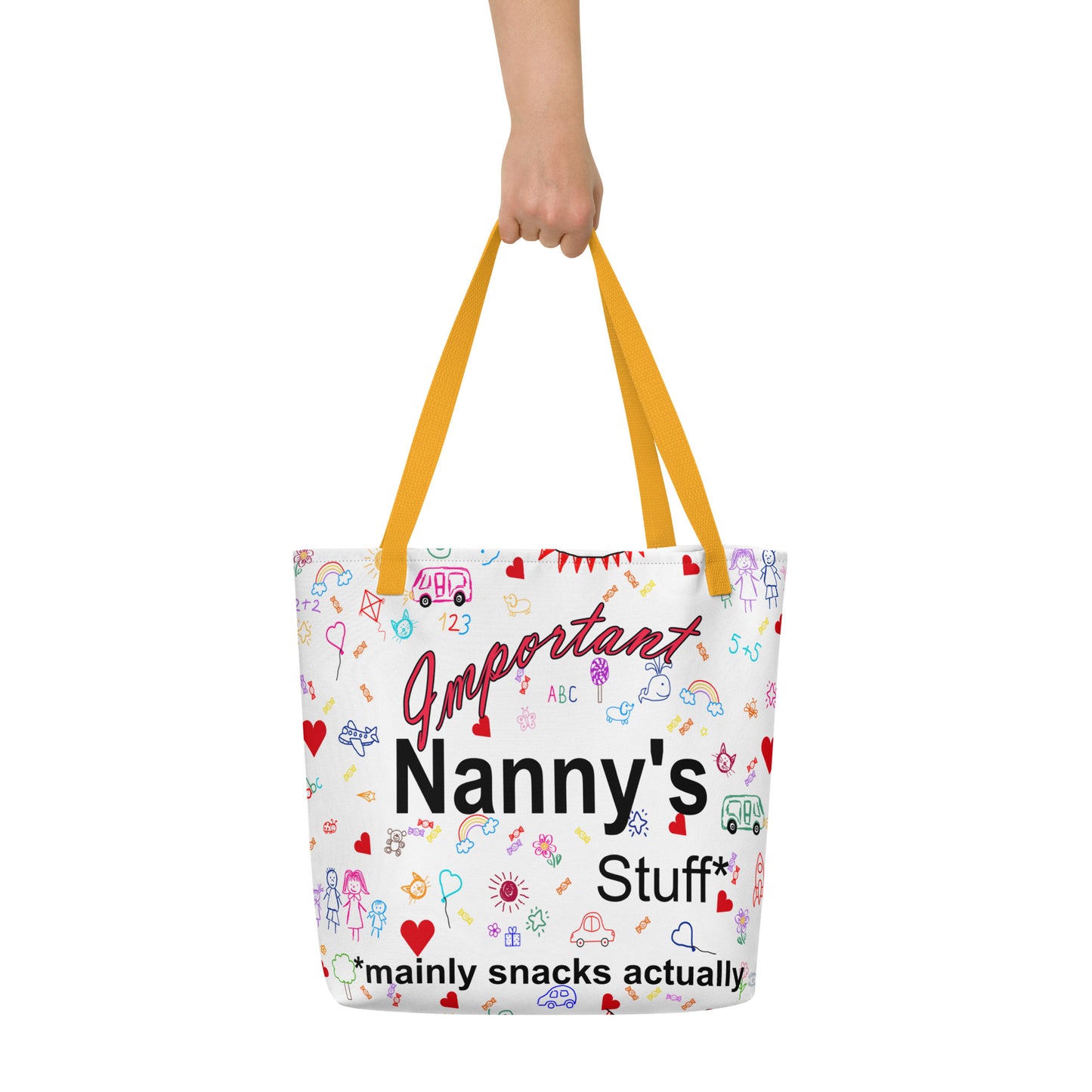 "Nanny's Stuff" Large Sketch Beach Tote Bag W/ Pocket