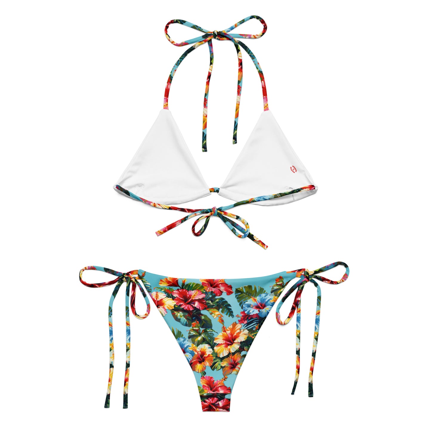 A picture of the Hibiscus Flower patterned String Bikini Set - back