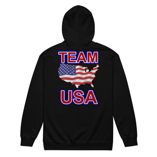 "Team USA Flag Map" Unisex Heavy Blend Zip Hoodie