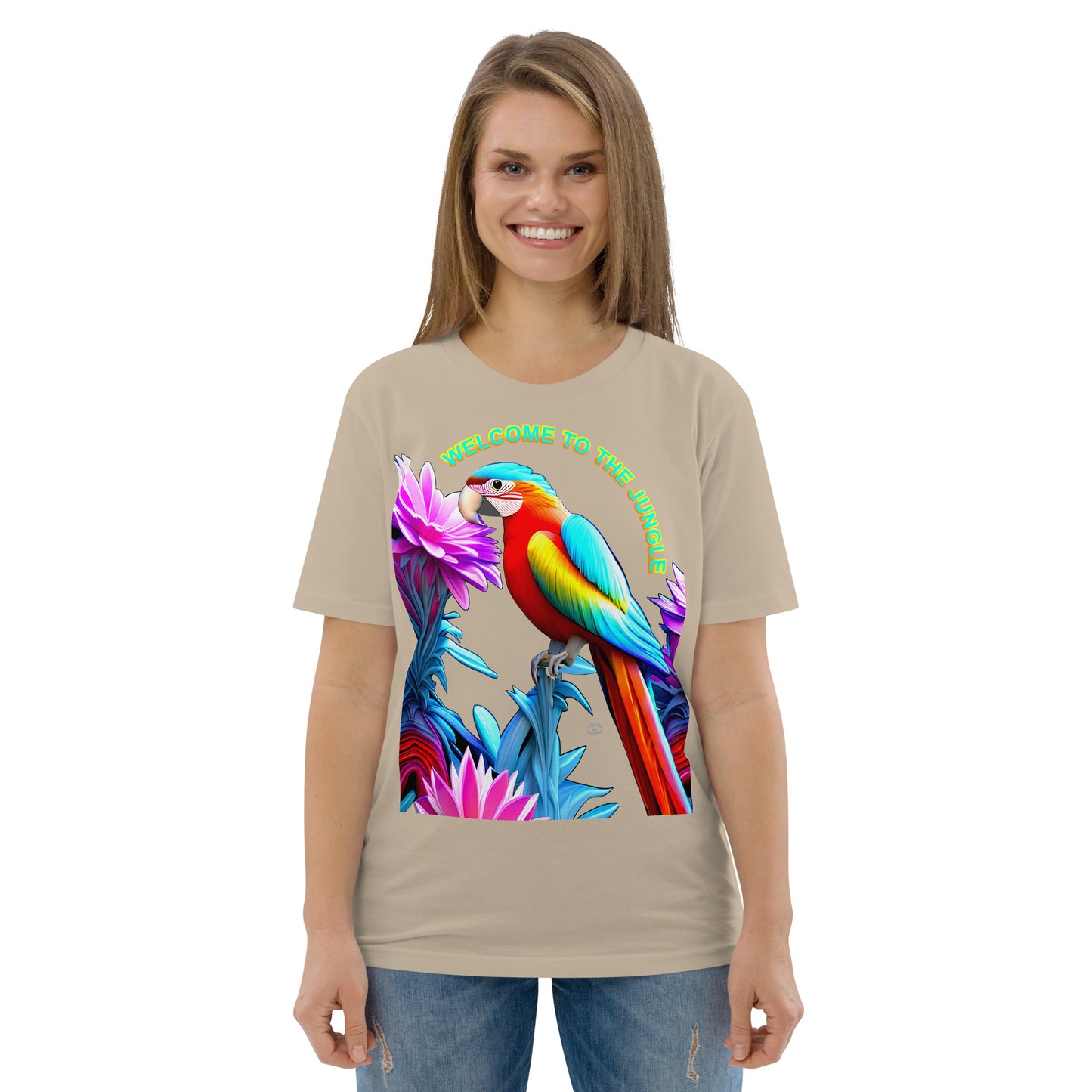 "Jungle Macaw - Welcome To The Jungle" Unisex Organic Cotton T-Shirt