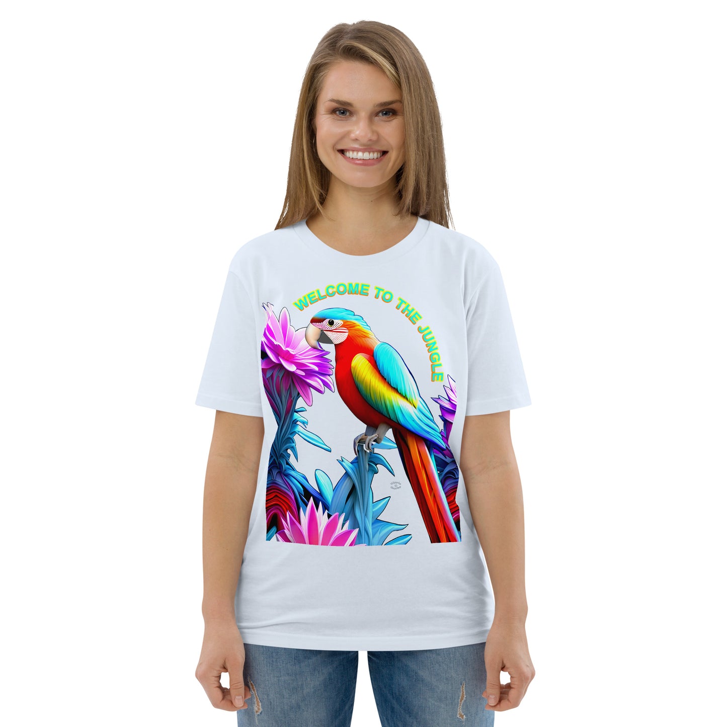 "Jungle Macaw - Welcome To The Jungle" Unisex Organic Cotton T-Shirt