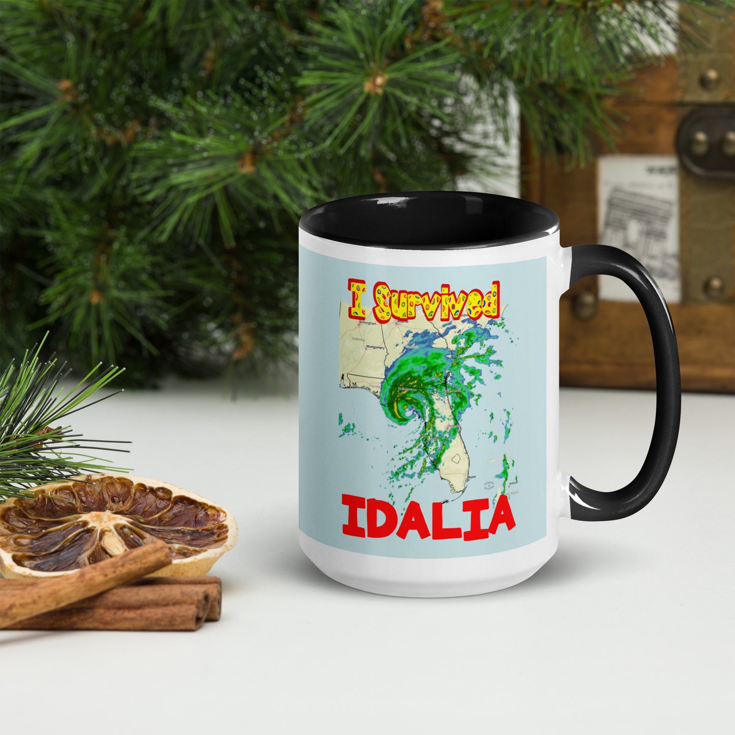 "I Survived Hurricane Idalia 2023" Mug with Color Inside