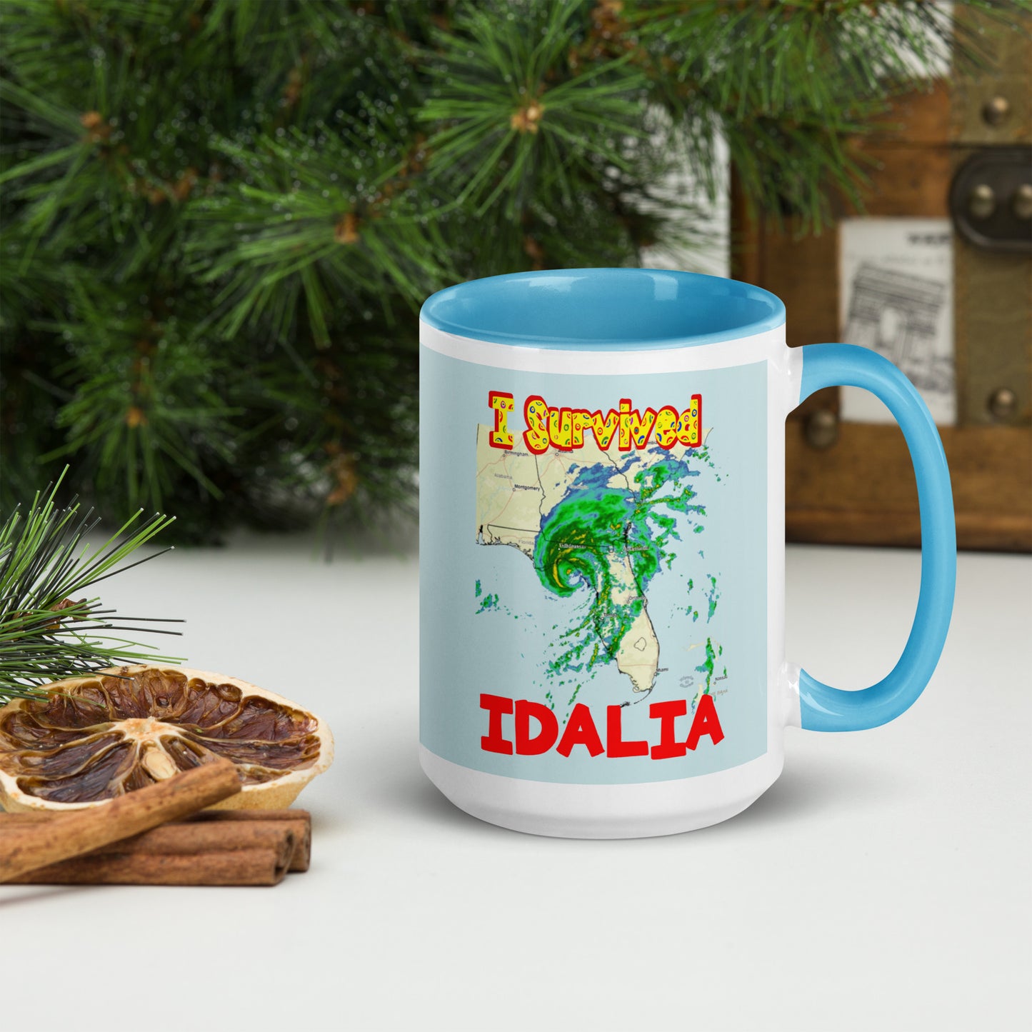 "I Survived Hurricane Idalia 2023" Mug with Color Inside