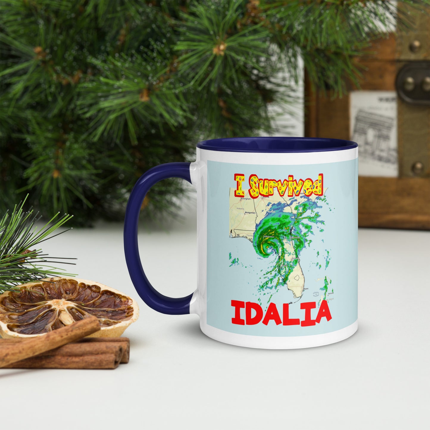 "I Survived Hurricane Idalia 2023" Mug with Color Inside