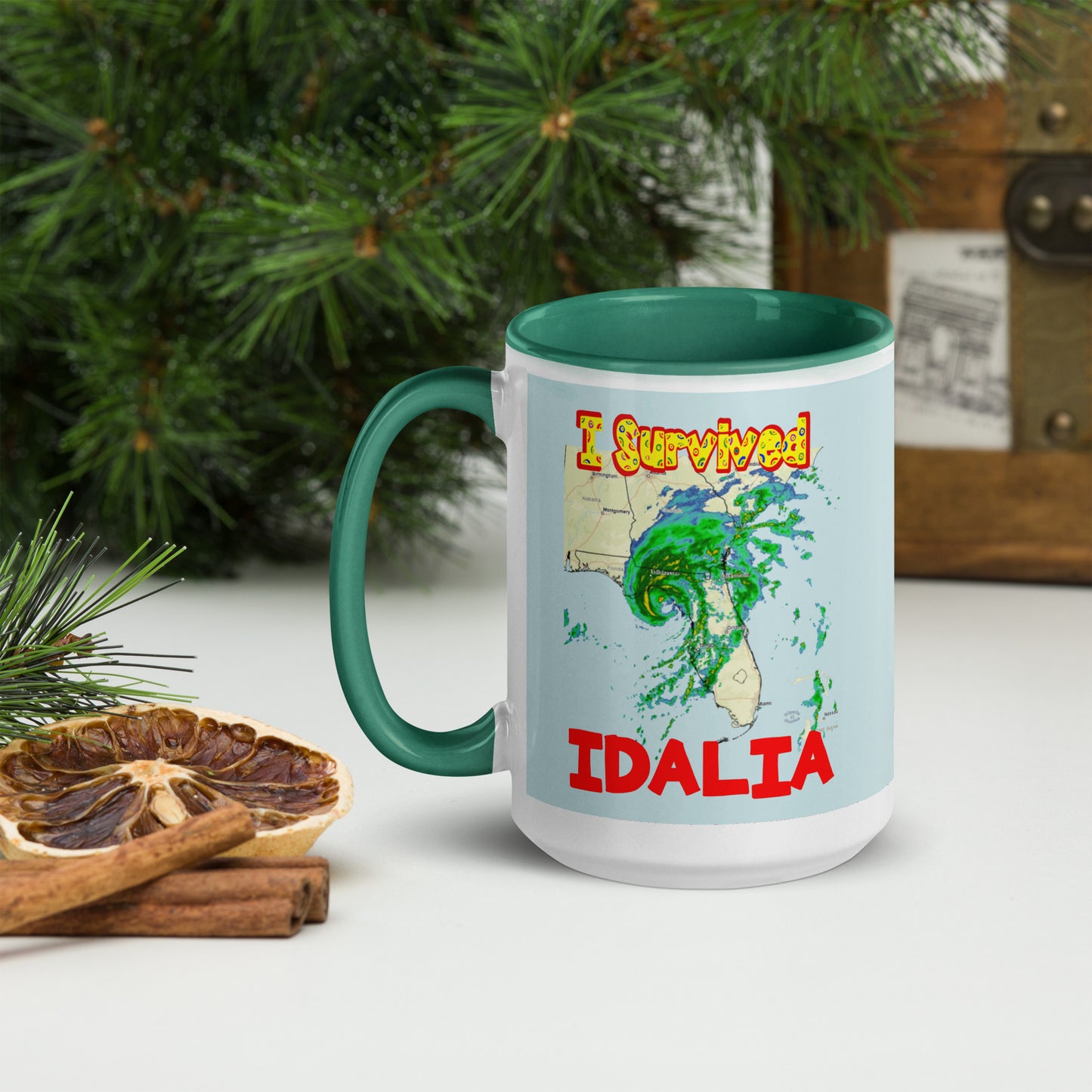 "I Survived Hurricane Idalia 2023" Mug with Color Inside