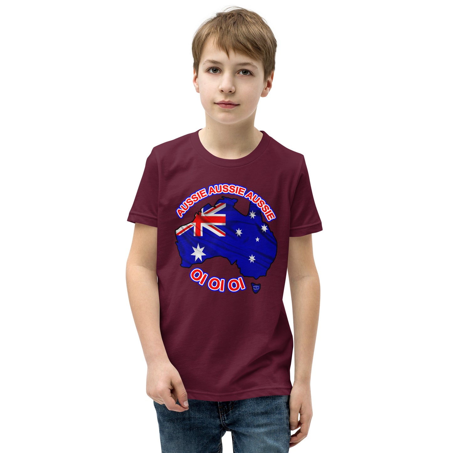 "Aussie Aussie Aussie Flag Map" Youth Short Sleeve T-Shirt