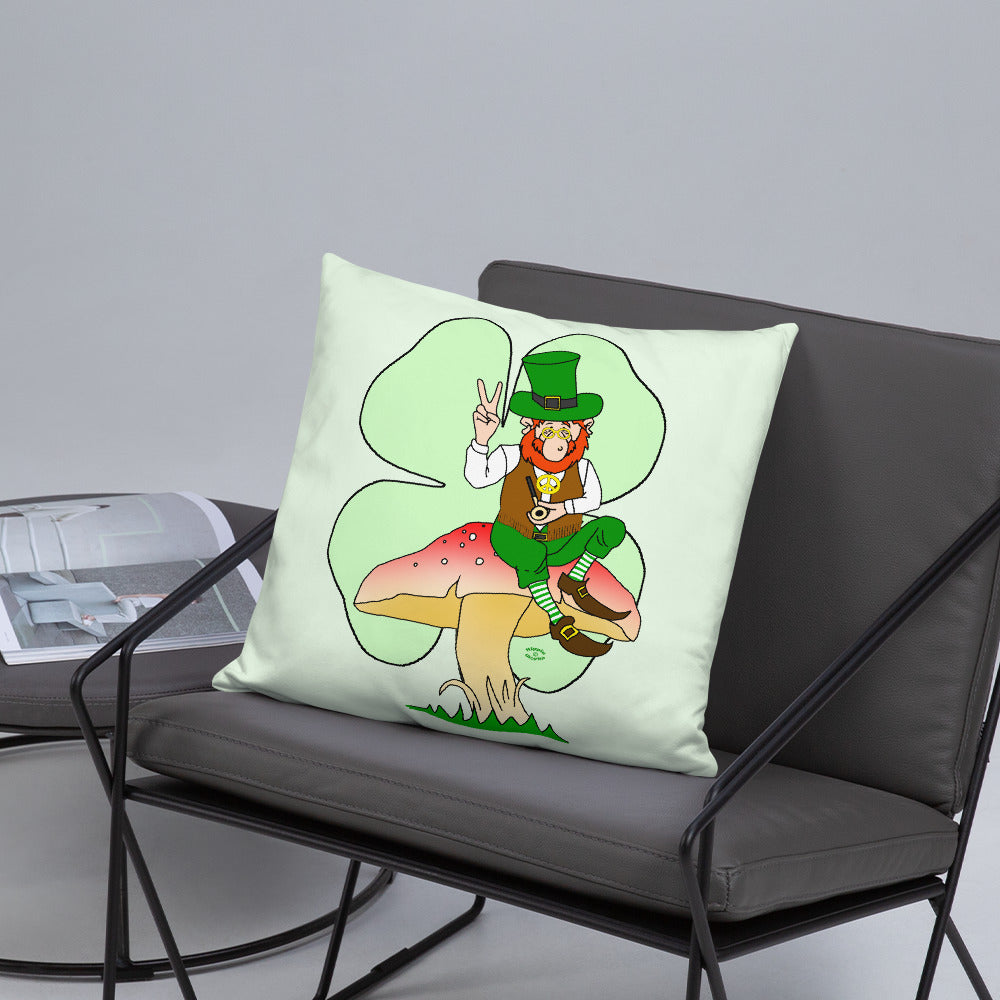 St Patrick's Day Leprechaun with Shamrock Basic Pillow