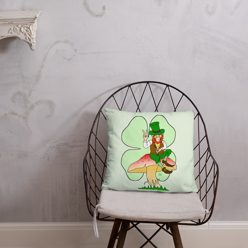 St Patrick's Day Leprechaun with Shamrock Basic Pillow