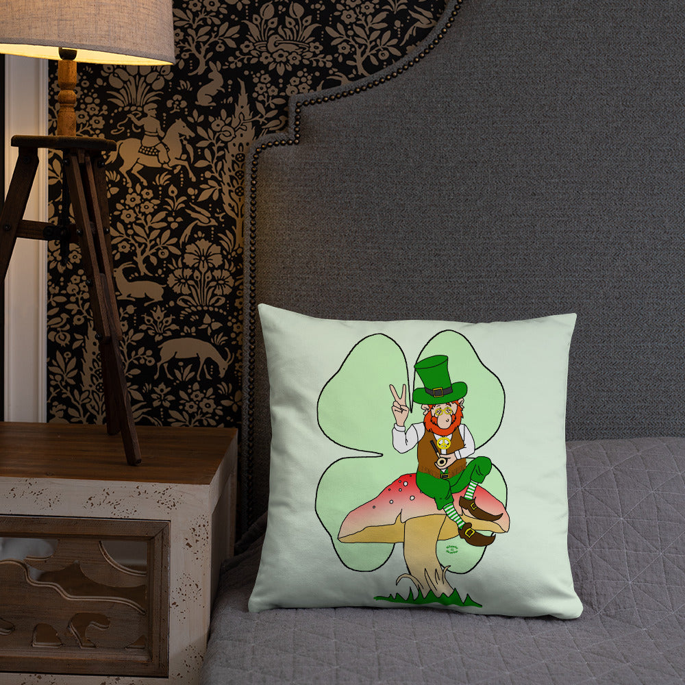 St Patrick's Day Leprechaun with Shamrock Basic Pillow