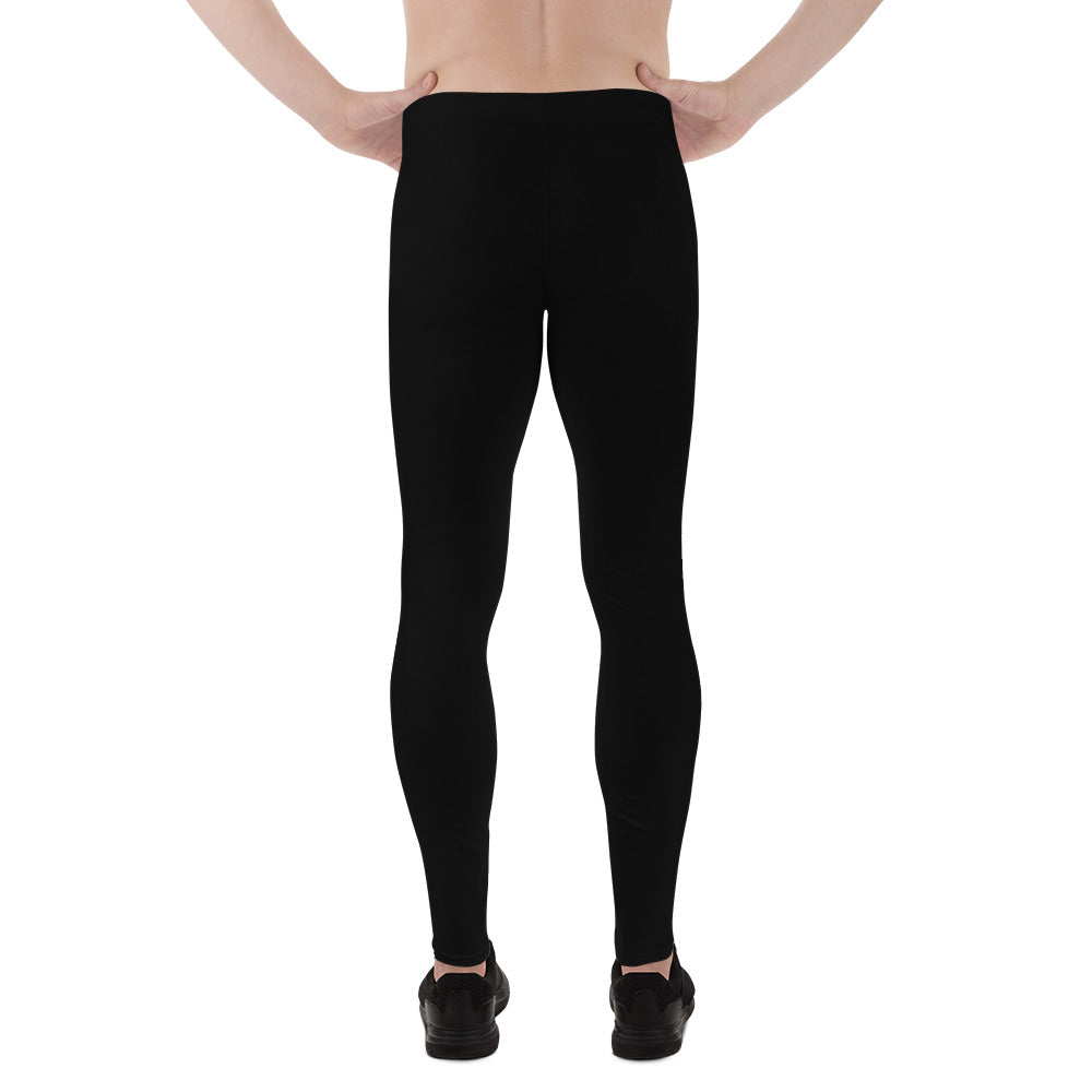 A picture of a man from the  waist down wearing Black men's Leggings - back side