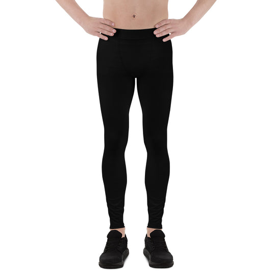 A picture of a man from the waist down wearing Black men's Leggings - front side