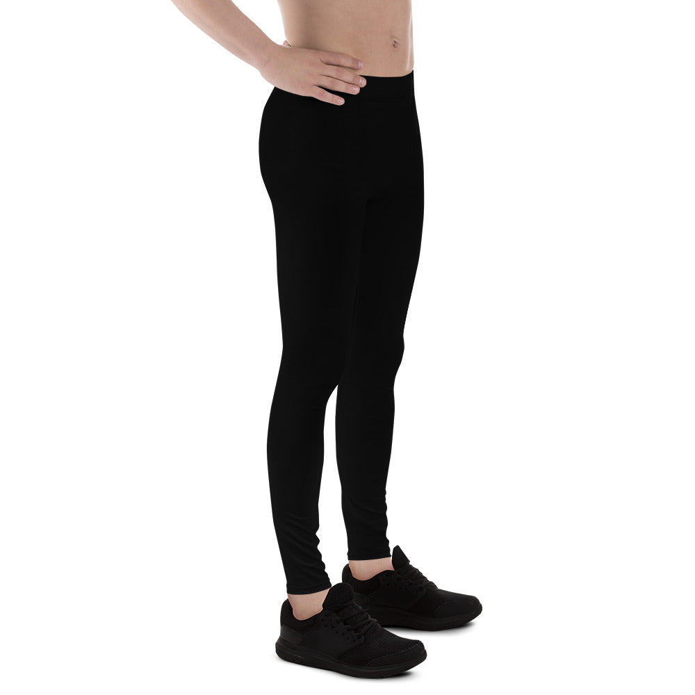 A picture of a man from the  waist down wearing Black men's Leggings - right side