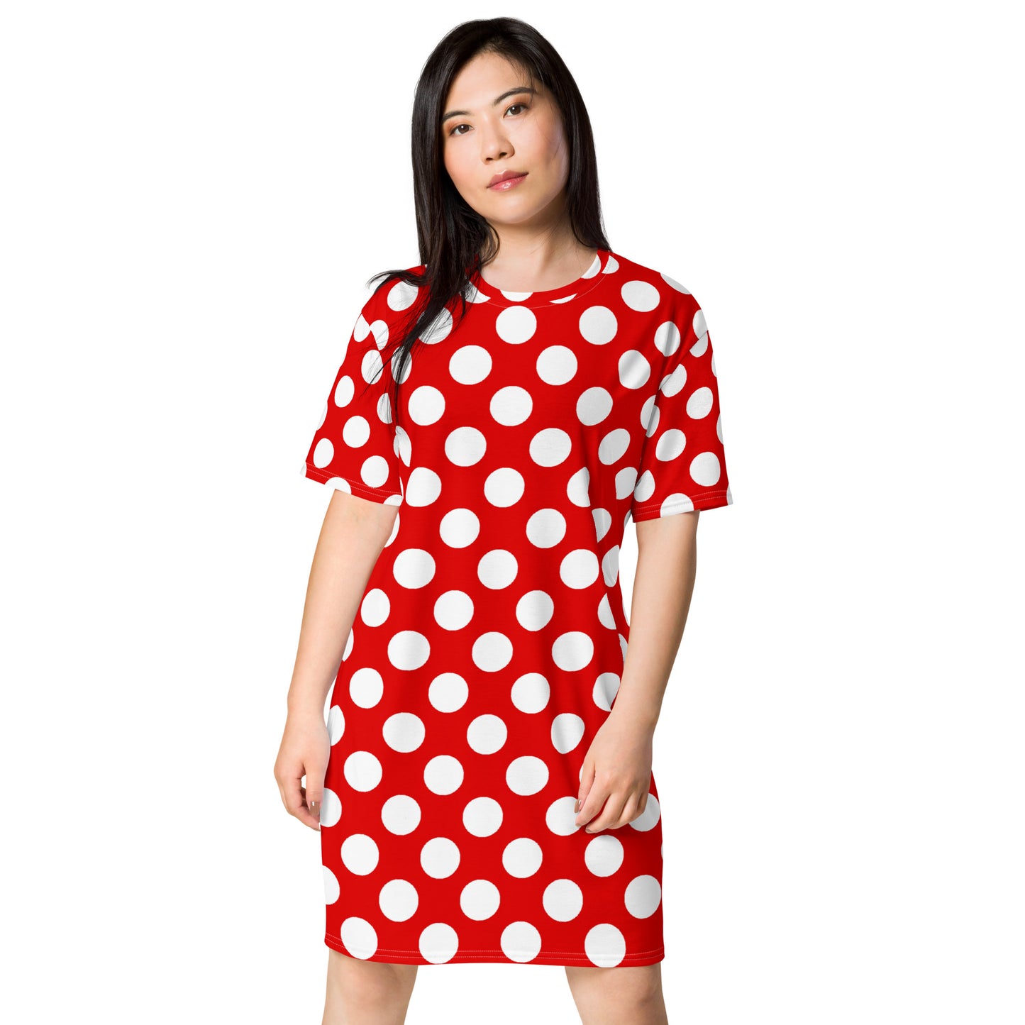 "Red and White Polka Dot" T-shirt dress