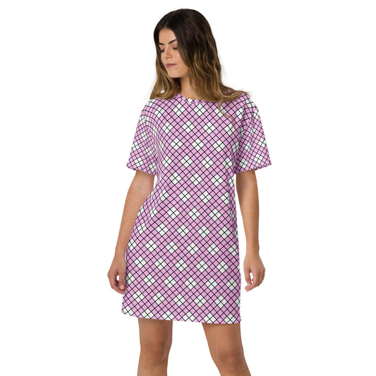 "Checkers Pink and White" T-Shirt Dress