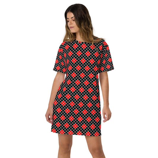 "Checkers Red and Black" T-Shirt Dress