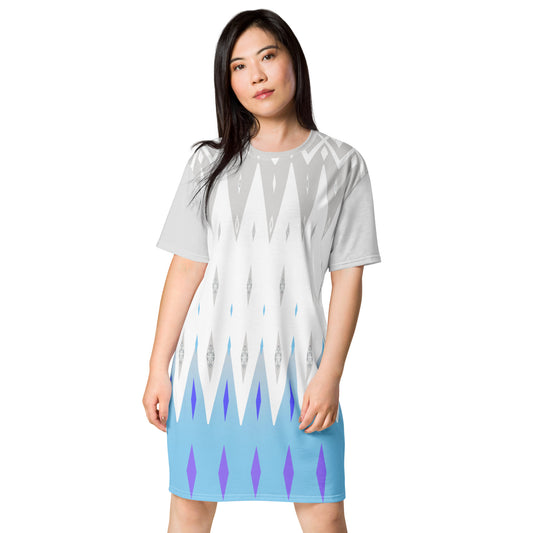 "Diamond Blue" All Over Print T-shirt Dress