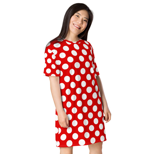 "Red and White Polka Dot" T-shirt dress