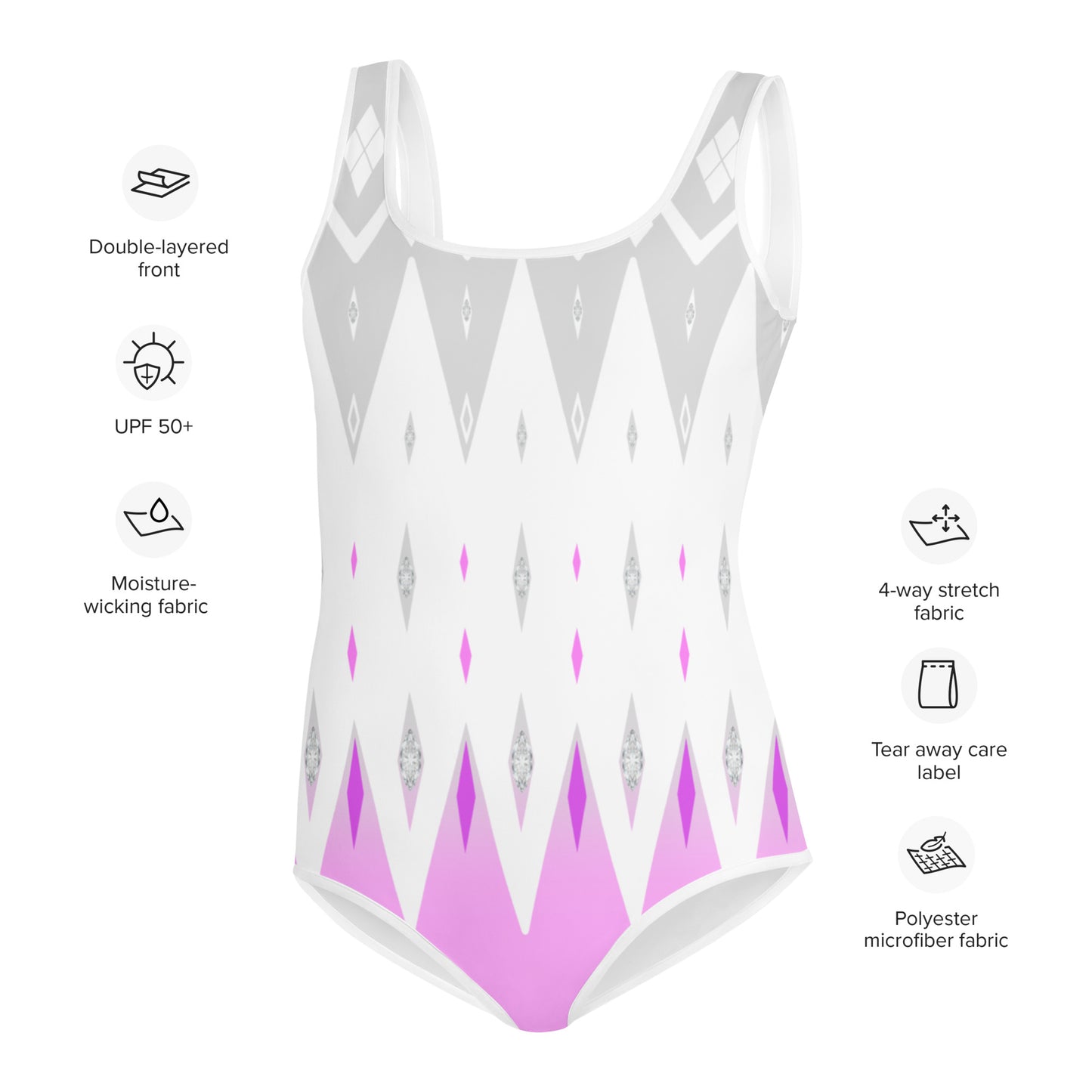 "Diamonds Pink" All-Over Print Youth Swimsuit