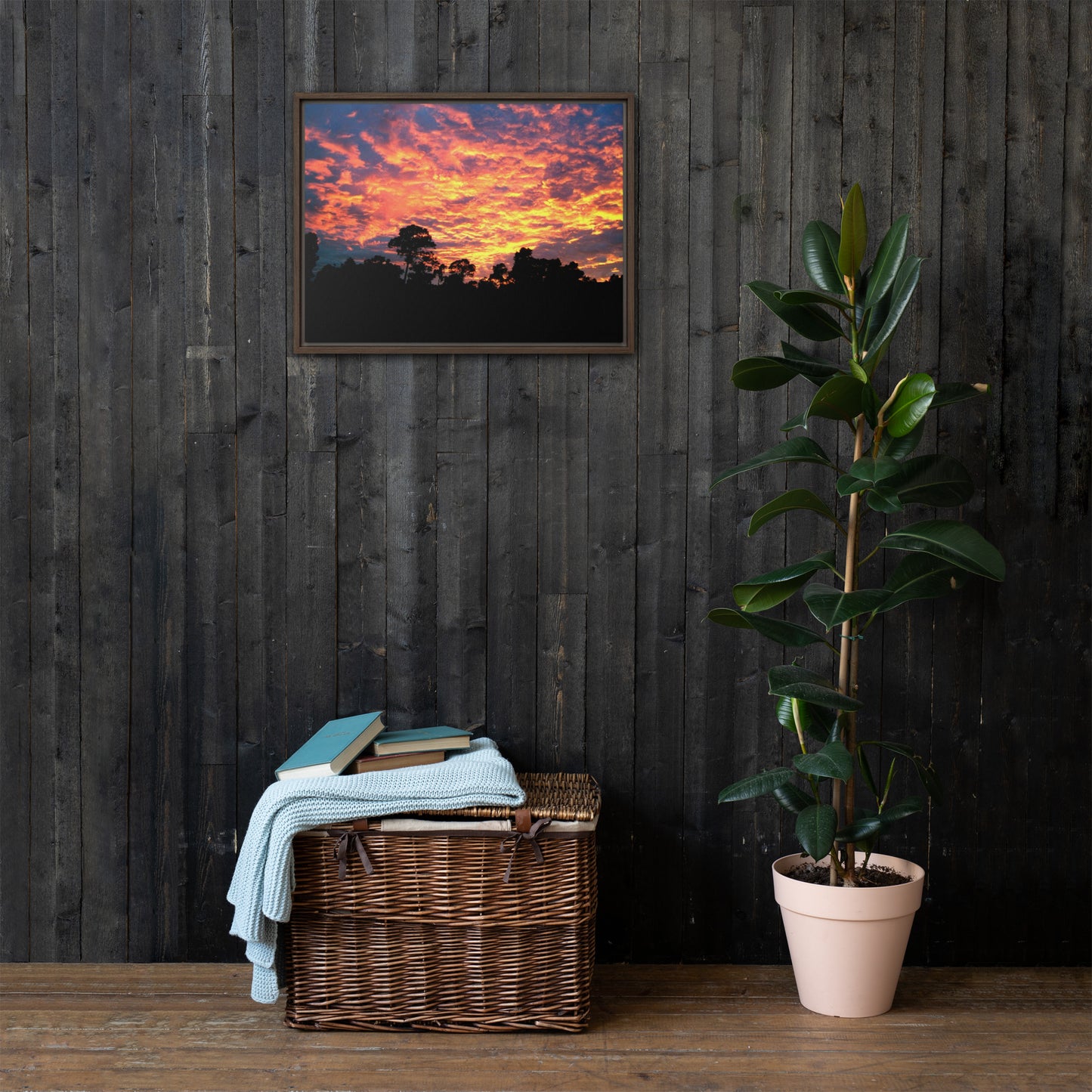 "Flaming Sunset - Sunrise" Framed Canvas