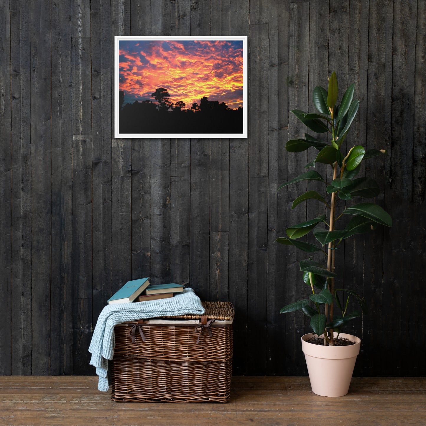 "Flaming Sunset - Sunrise" Framed Canvas