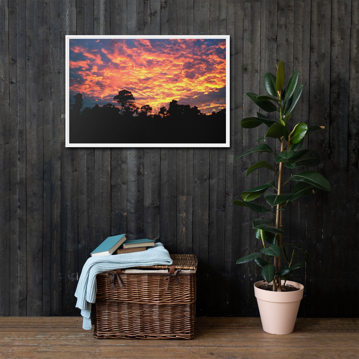 "Flaming Sunset - Sunrise" Framed Canvas