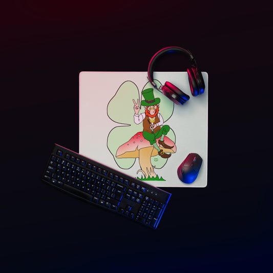 St Patrick's Day Leprechaun with Shamrock Gaming Mouse Pad