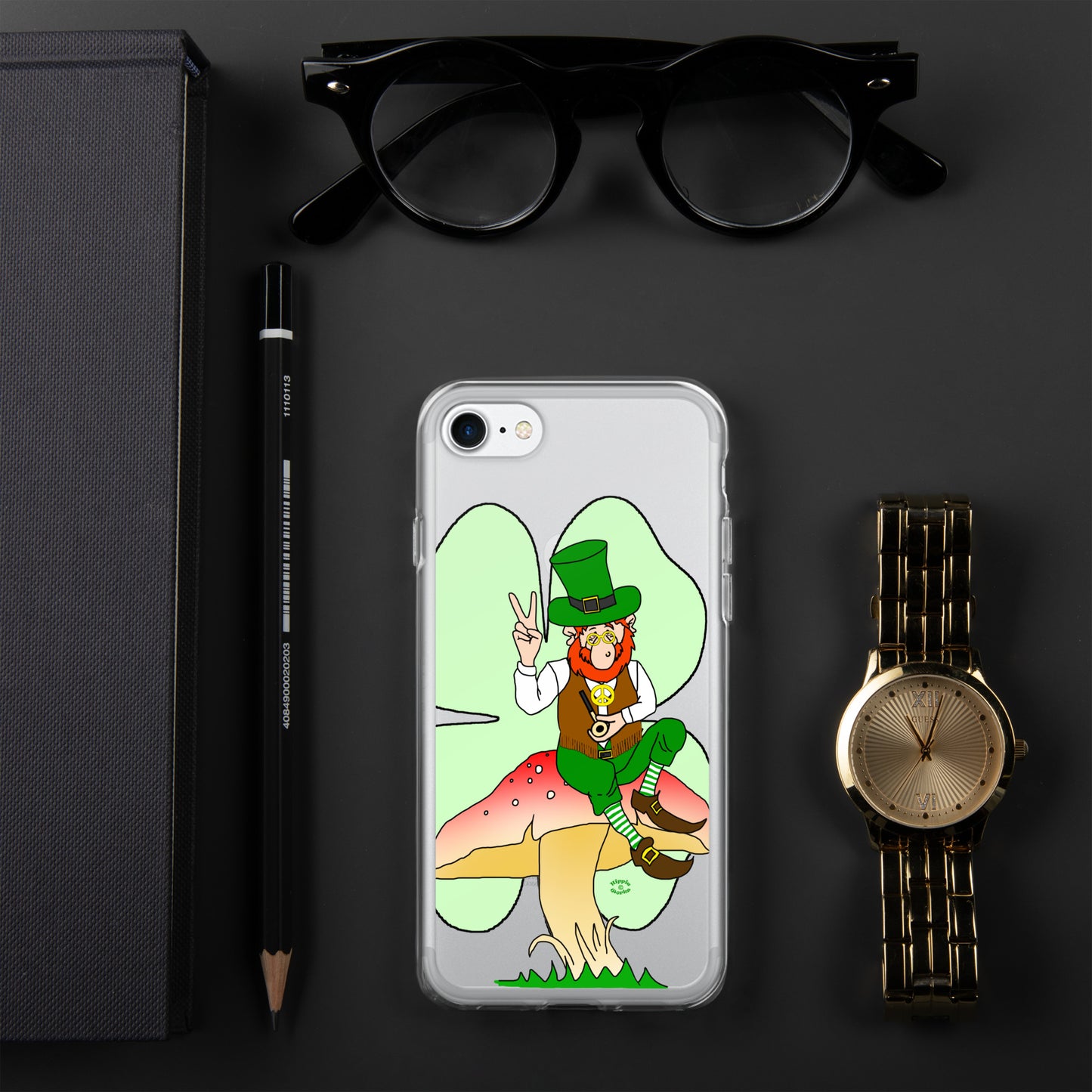 St Patrick's Day Leprechaun with Shamrock Clear Case for iPhone®