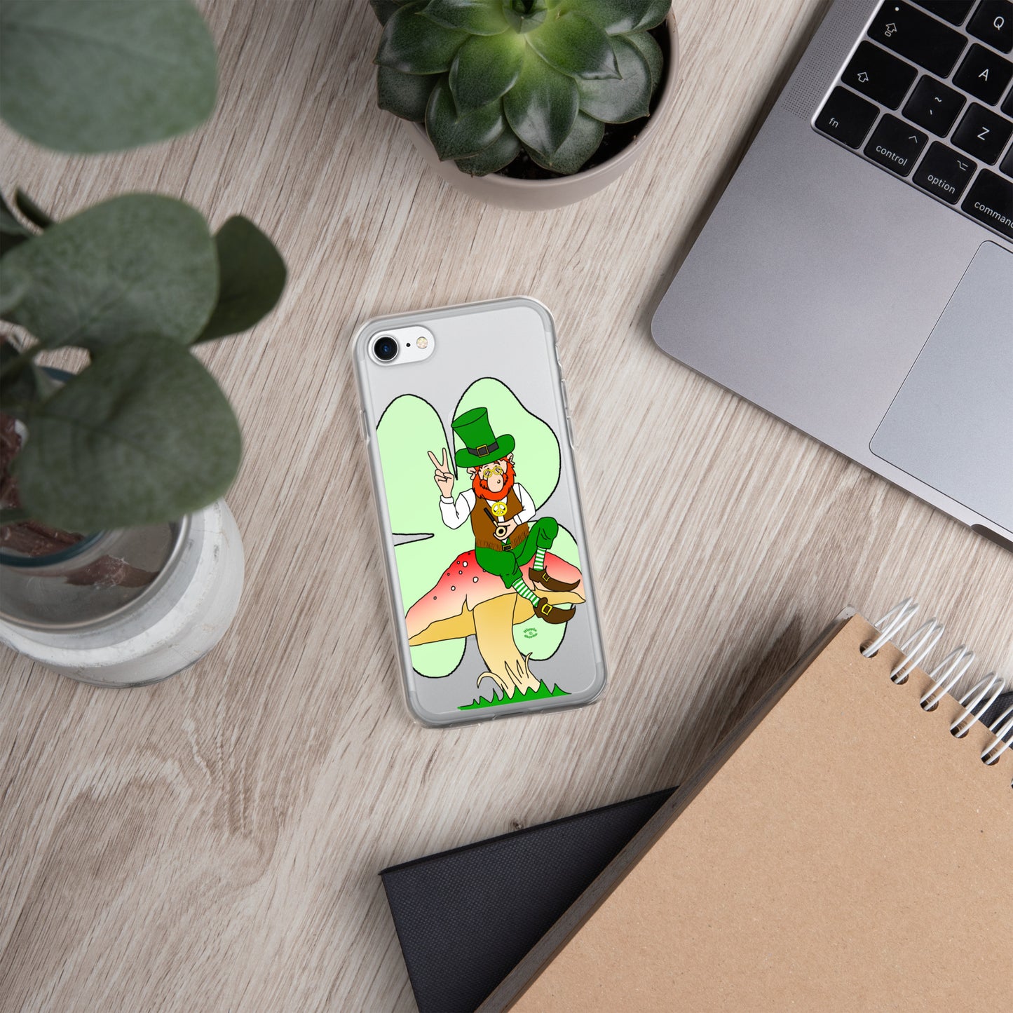 St Patrick's Day Leprechaun with Shamrock Clear Case for iPhone®