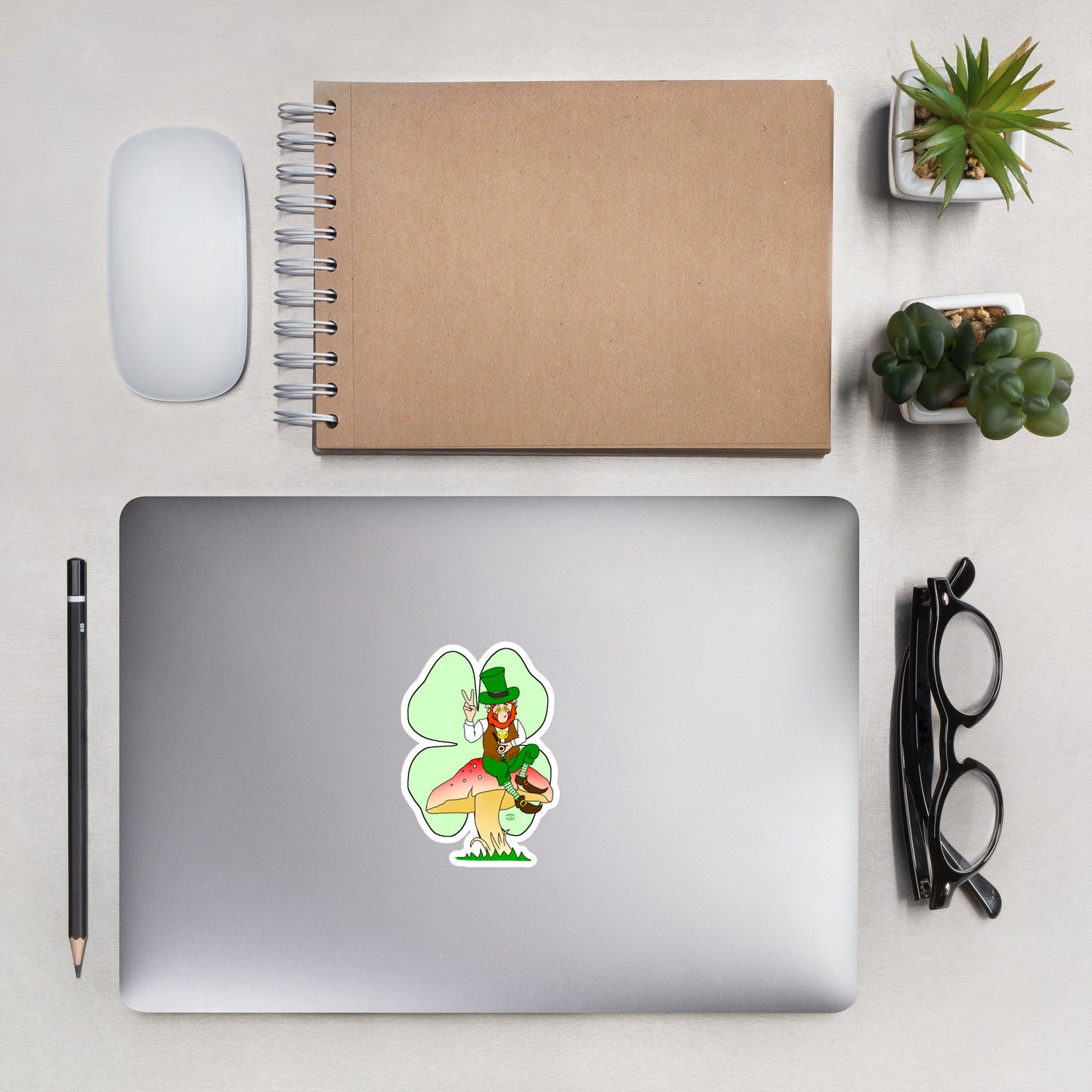 St Patrick's Day Leprechaun with Shamrock Bubble-free stickers