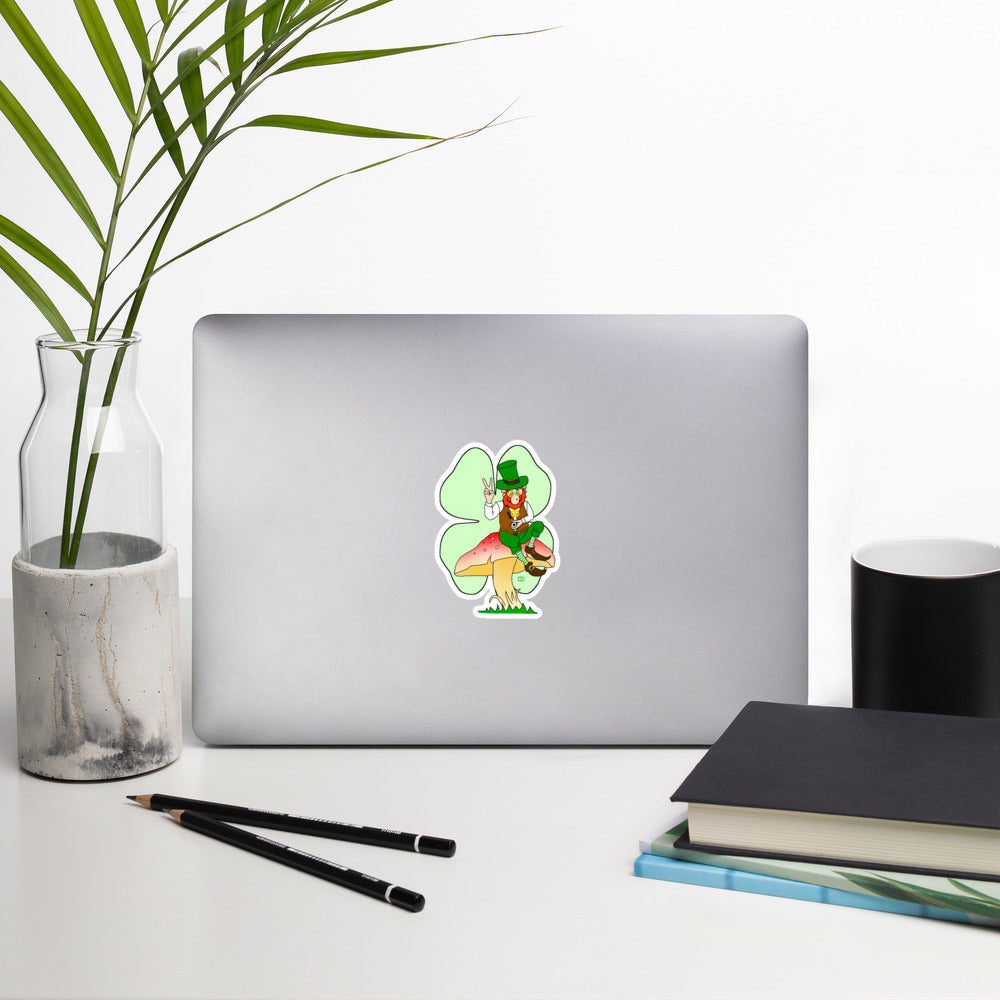 St Patrick's Day Leprechaun with Shamrock Bubble-free stickers