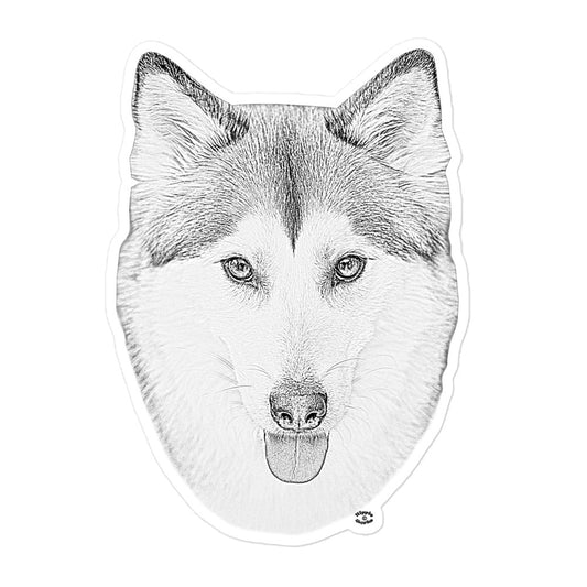 A picture of a Siberian Husky Sketch Bubble-Free Stickers 5.5 inch x 5.5 inch 