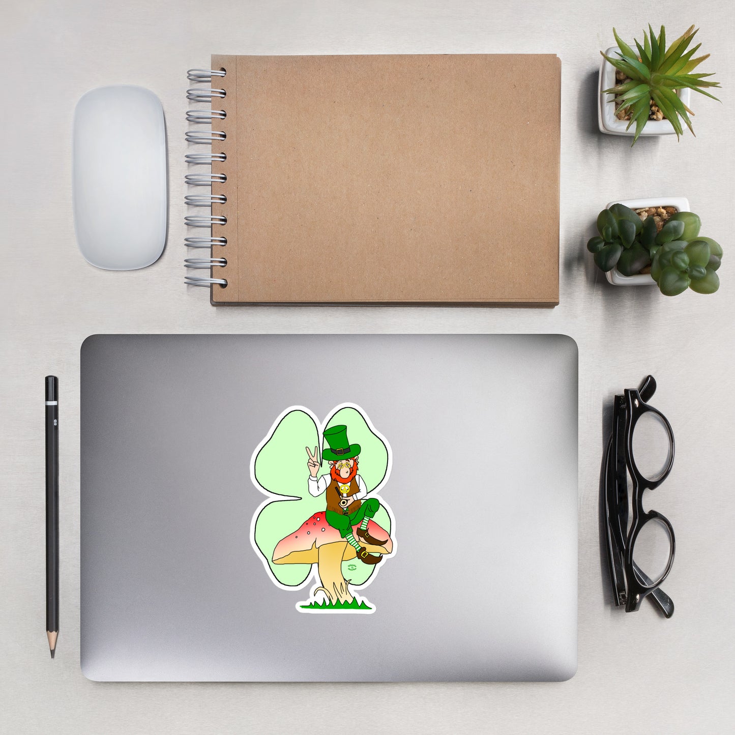 St Patrick's Day Leprechaun with Shamrock Bubble-free stickers