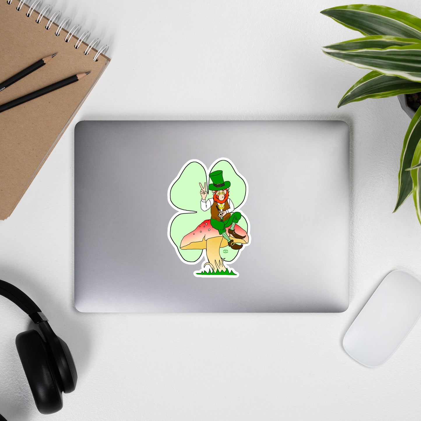 St Patrick's Day Leprechaun with Shamrock Bubble-free stickers