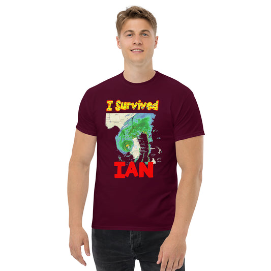 "I survived Hurricane Ian" with Hurricane Styled TextMen's classic tee