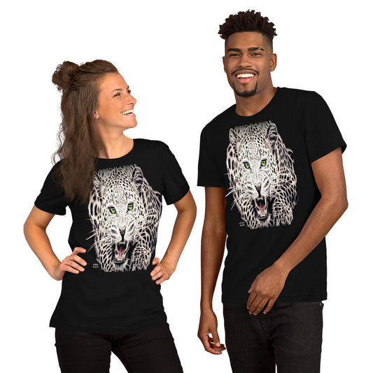 "Pouncing Snow Leopard" Unisex T-Shirt
