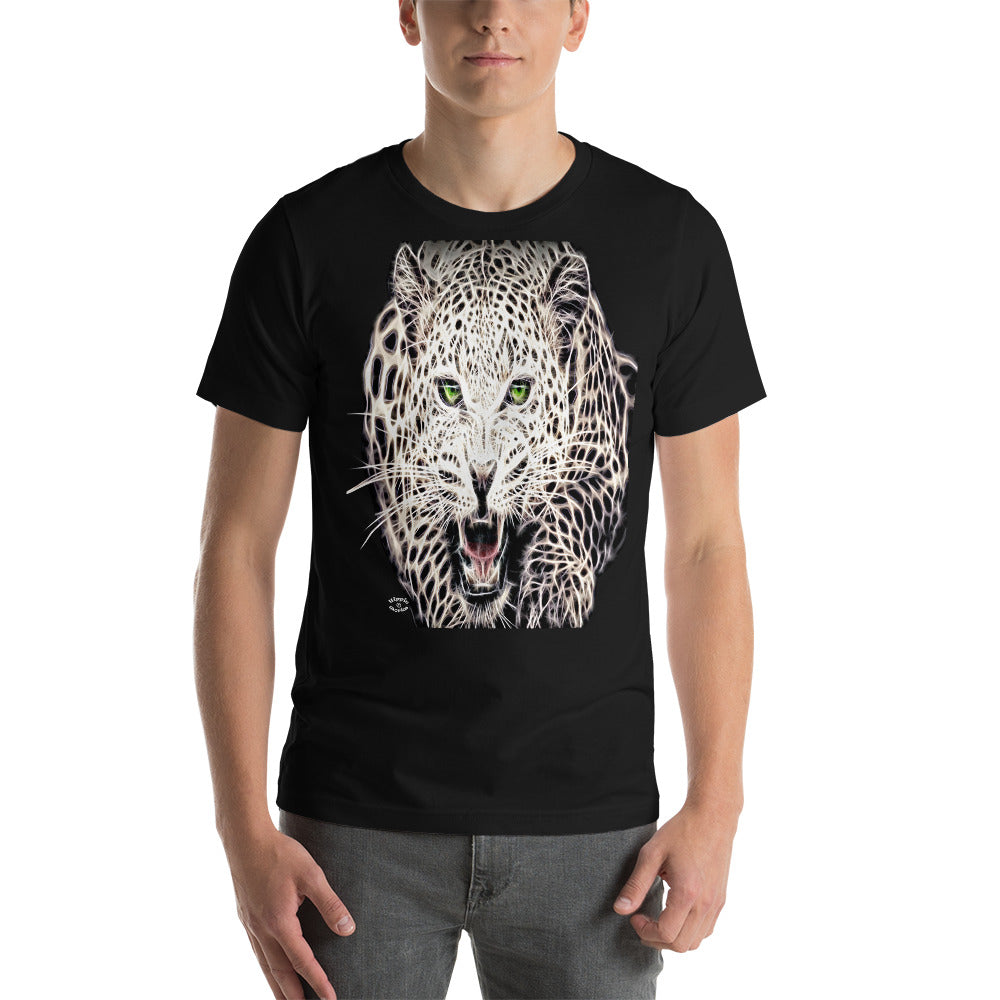 "Pouncing Snow Leopard" Unisex T-Shirt