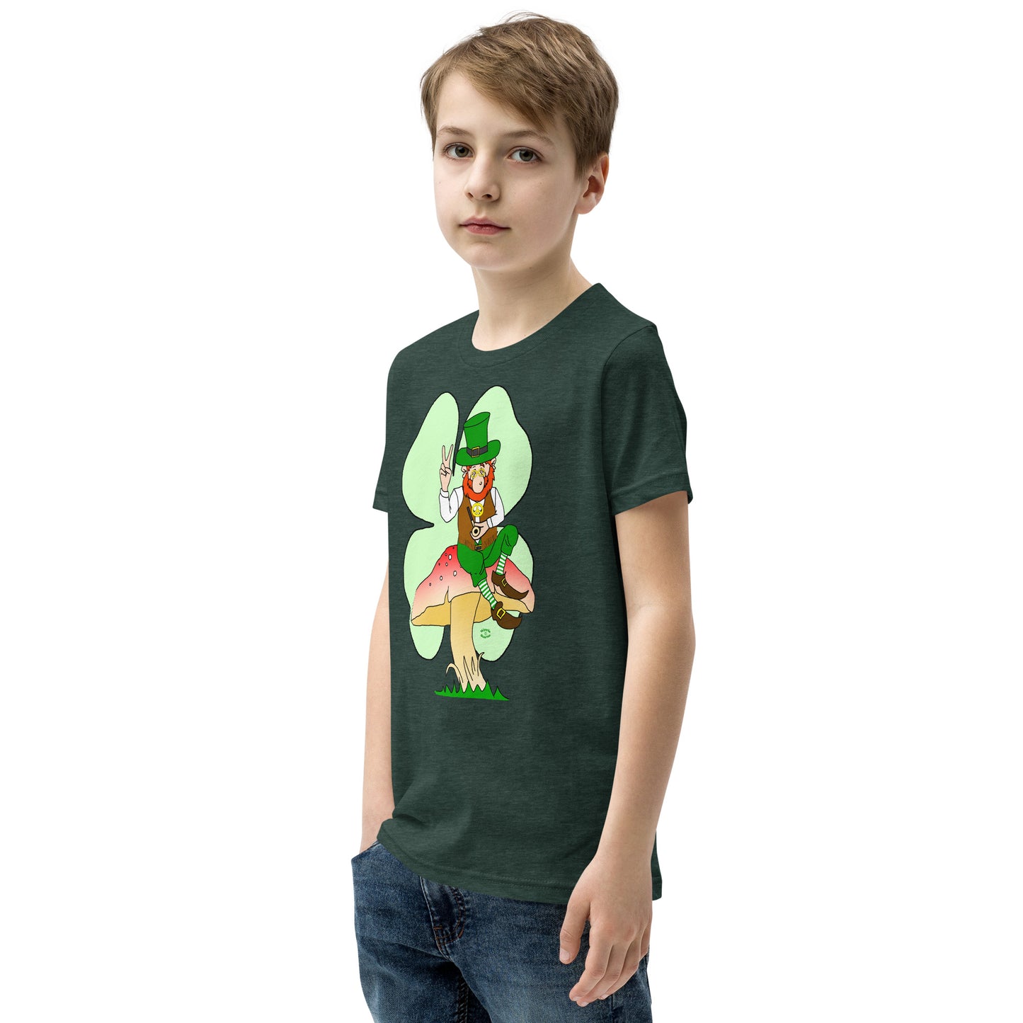 St Patrick's Day Leprechaun with Shamrock Youth Short Sleeve T-Shirt