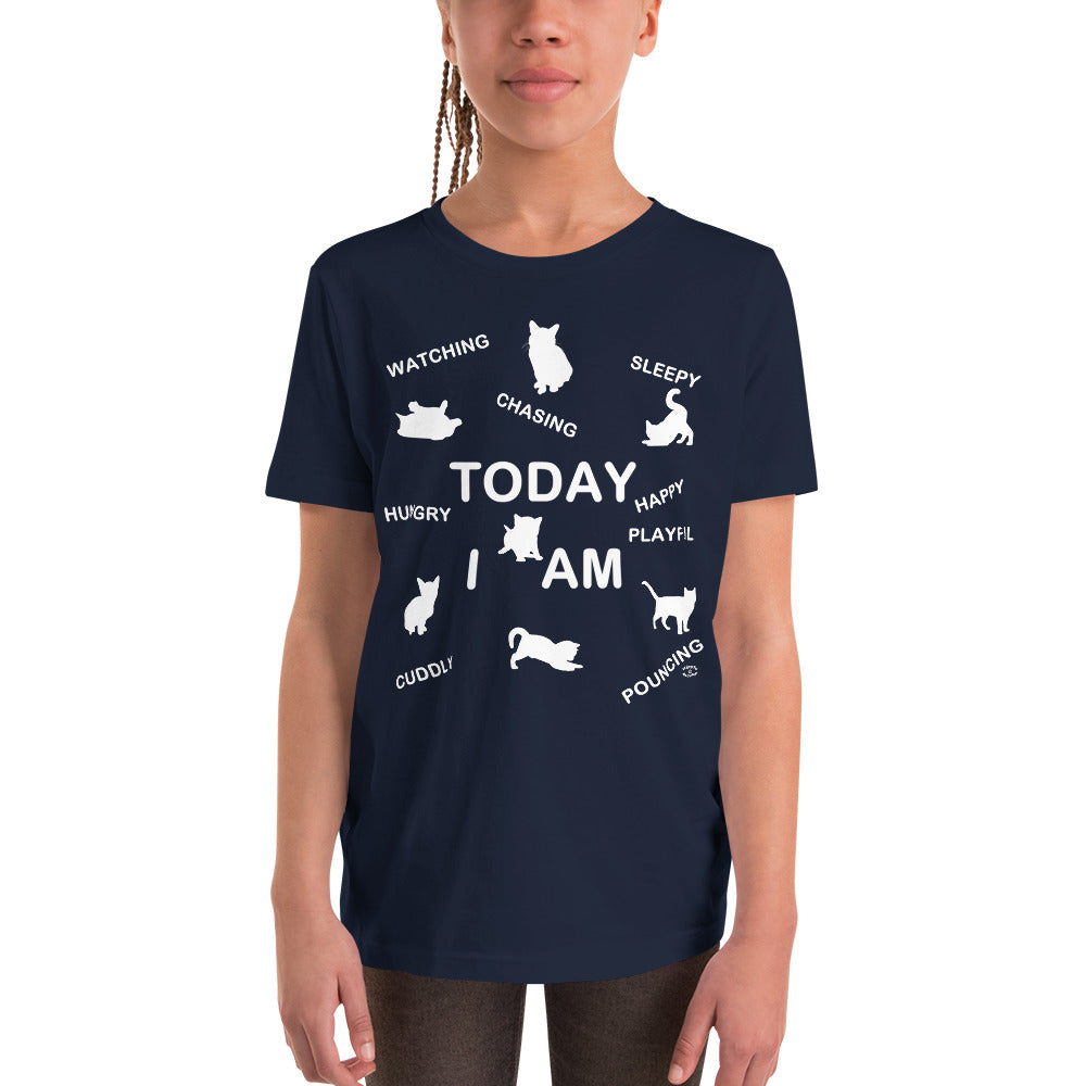 "Today I Am" White Text Youth Short Sleeve T-Shirt